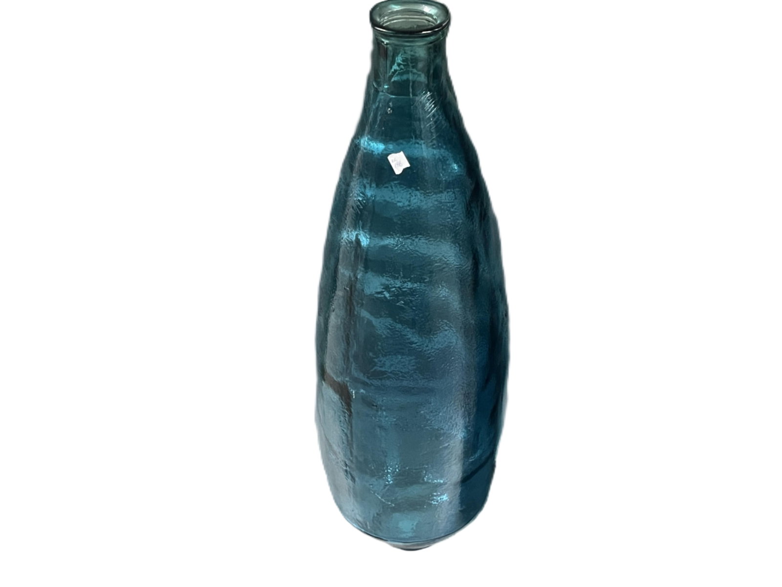 Large Pressed Glass Floor Vase — Ocean Blue Textured Form, Late 20th Century (1 of 2)