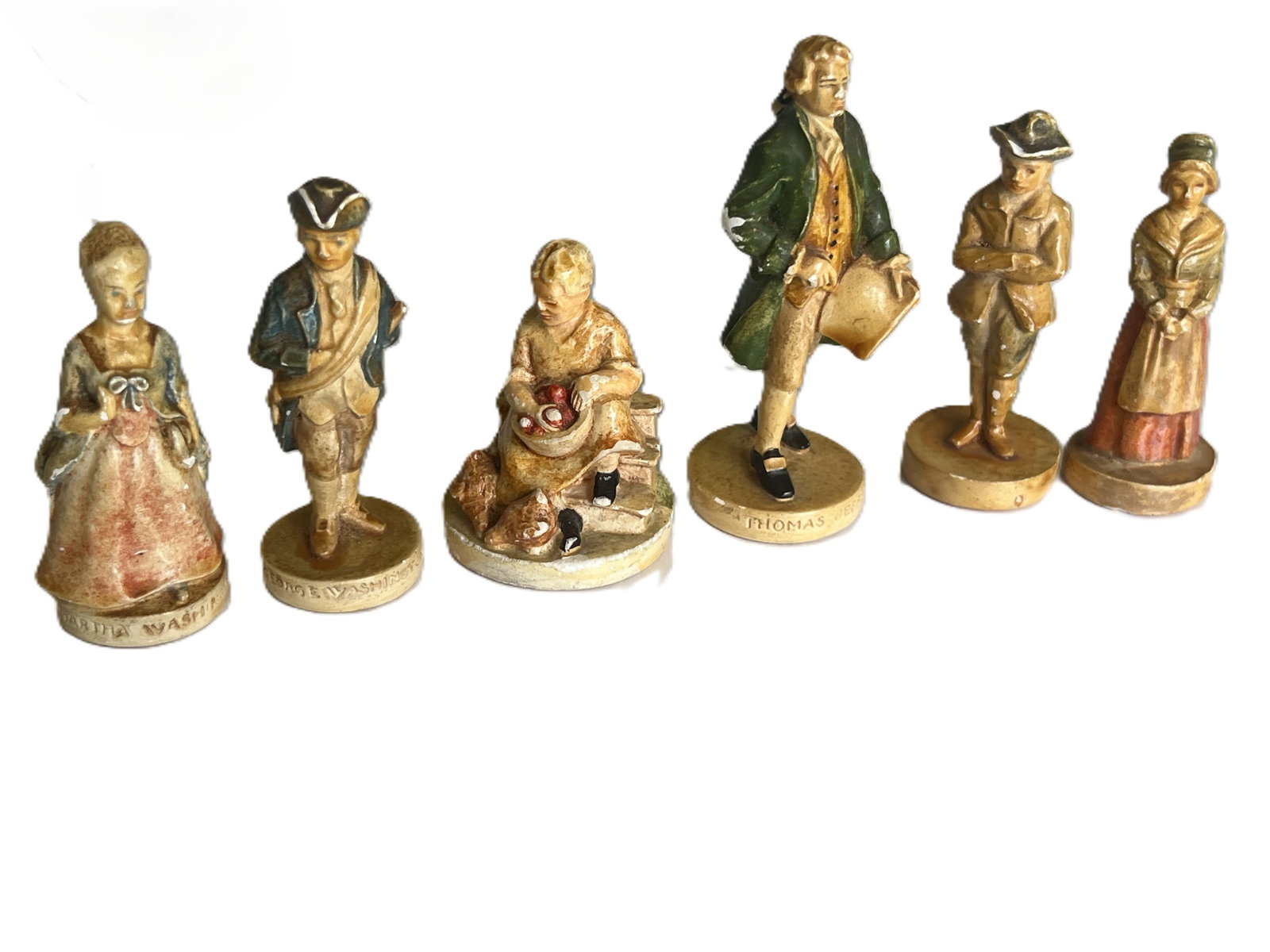 Set of 6 Vintage Chalkware Miniatures – Early American Figures, 3-4"h (1 of 1)