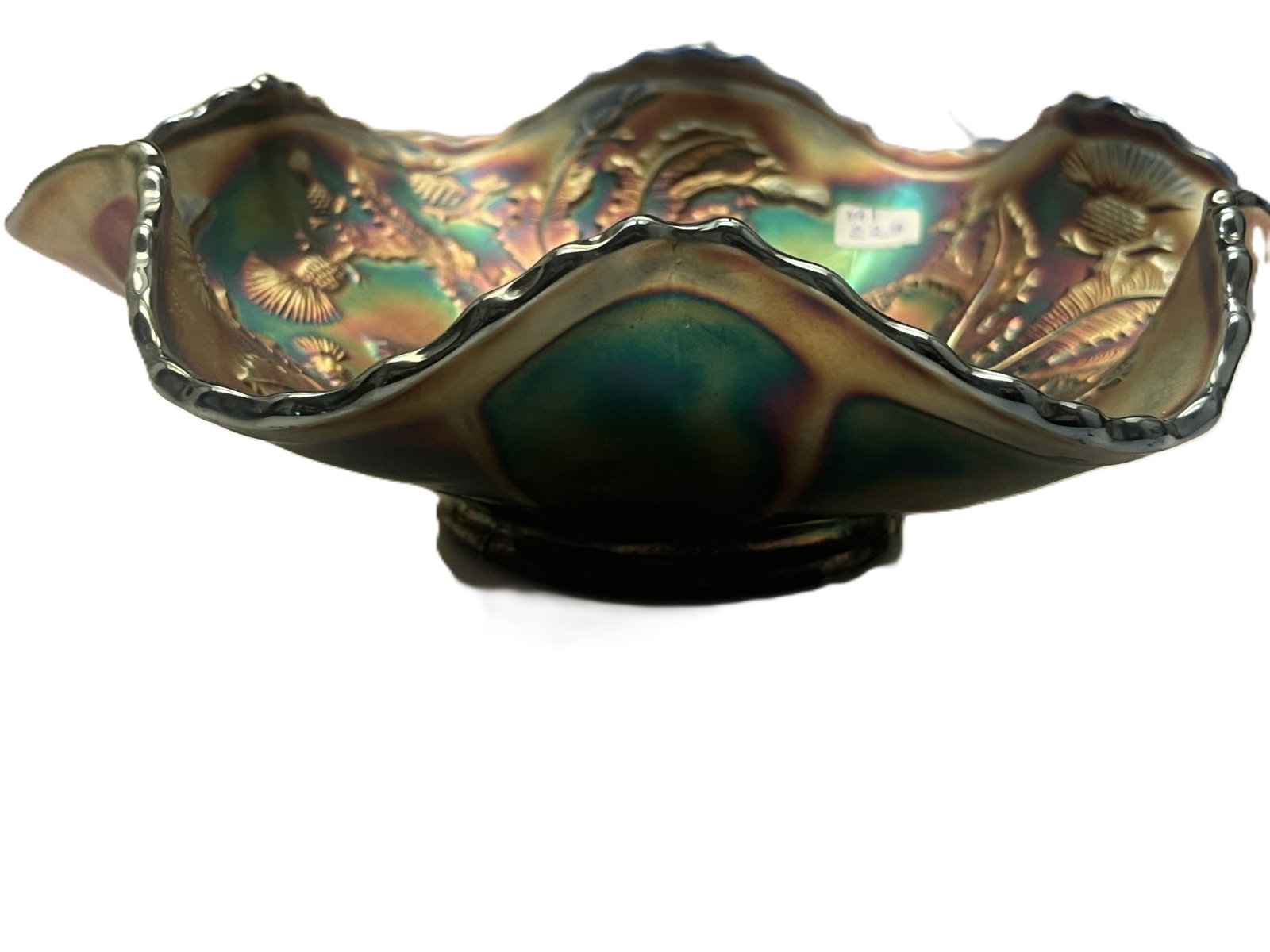 Fenton “Thistle” Carnival Glass Ruffled Bowl, 8.75" (1 of 5)
