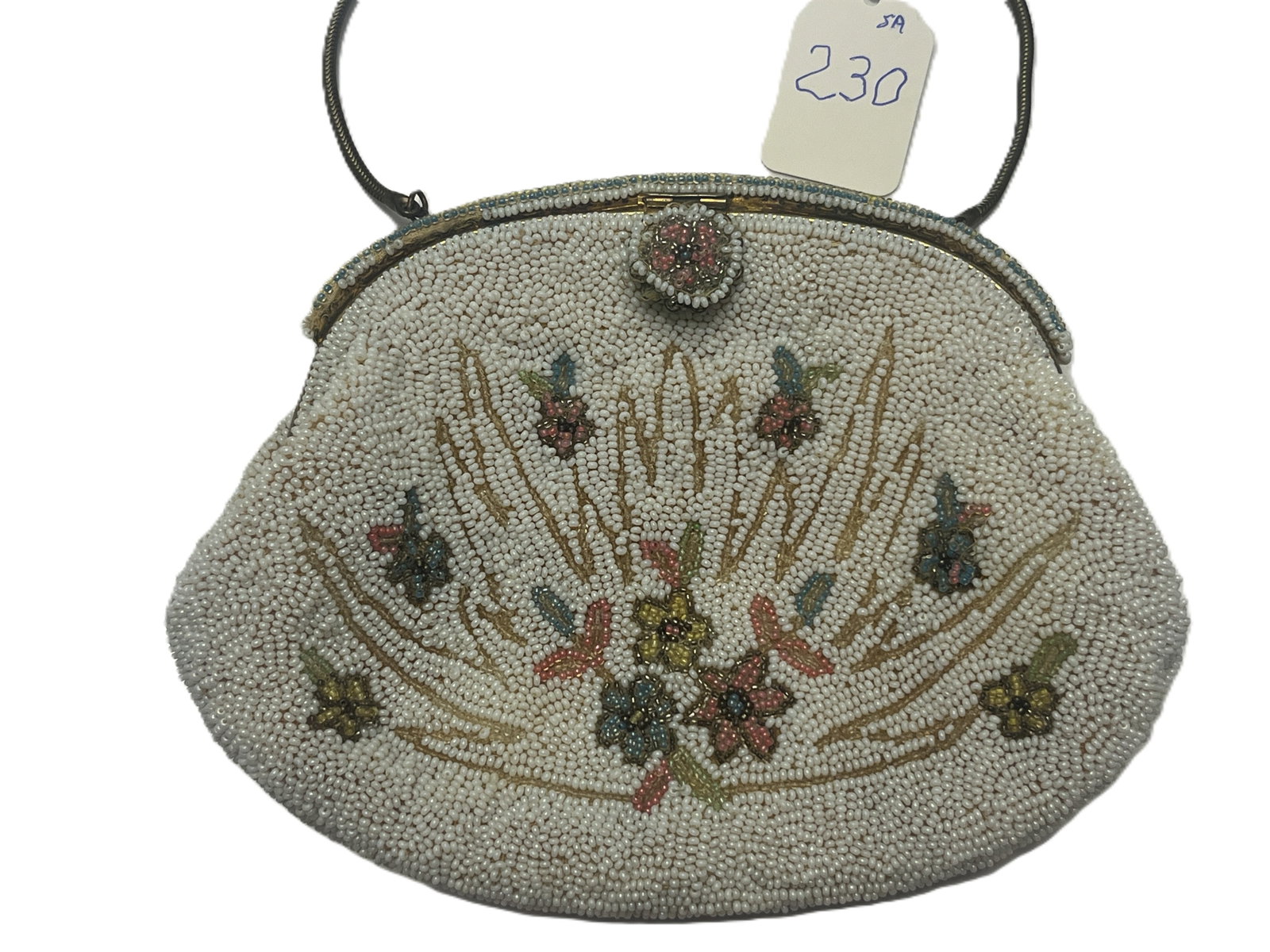Vintage French Beaded Evening Purse by Carion, Paris — Kiss‑Lock Clasp, Floral Motif, (1 of 4)