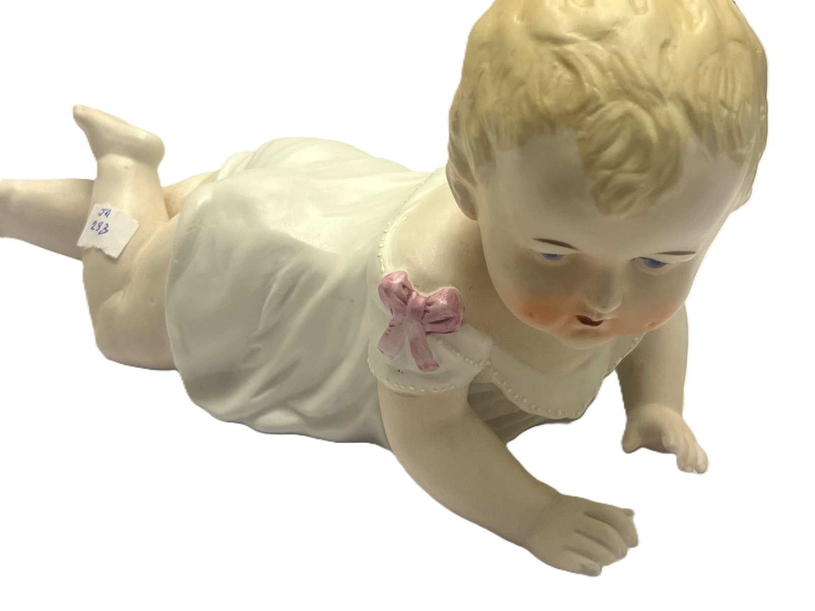 Antique Porcelain Bisque Piano Baby, Figurine, Victorian Parlour Baby, 5.5x9x4 (1 of 4)
