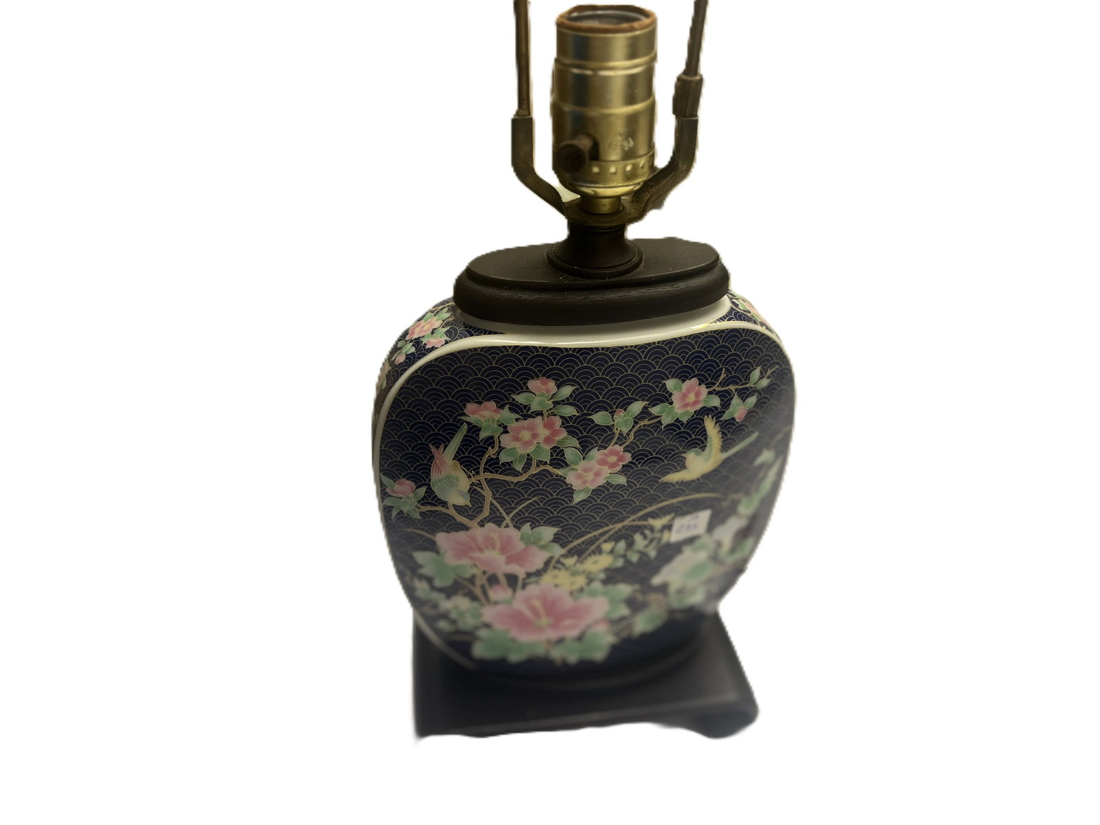 Hand‑Painted Asian Porcelain Table Lamp, Floral & Bird Motif, 20.5"H (1 of 3)
