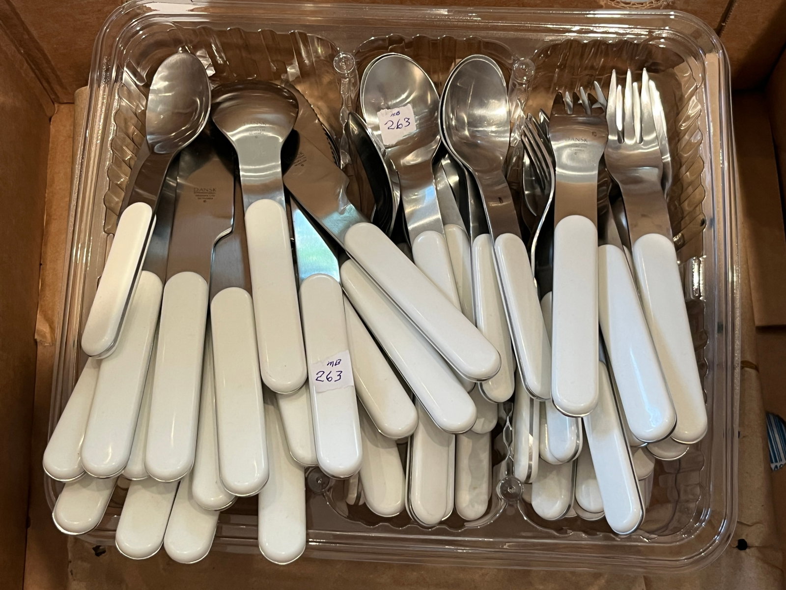 Dansk White-Handled Stainless Steel Flatware Service, Approx. 40+ Pieces (1 of 1)
