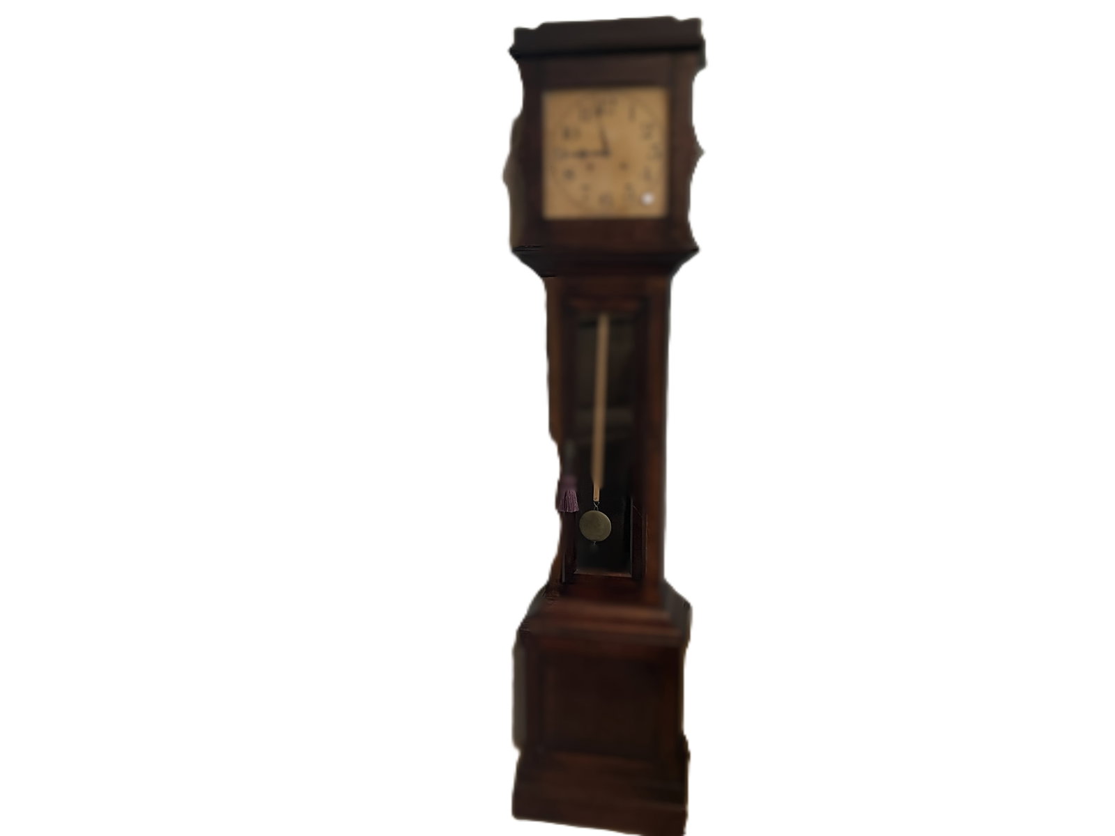 Circa 1900 Walnut Grandfather Clock with Brass Pendulum, Working Condition, 81″ H  (1 of 4)
