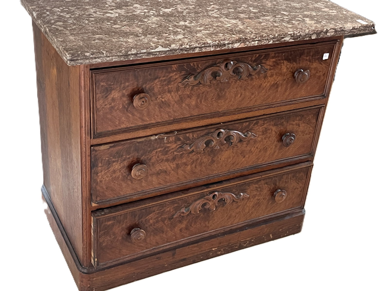 Wells & Rammelsberg Walnut Marble‑Top Chest of Drawers, Cincinnati,  (1 of 7)