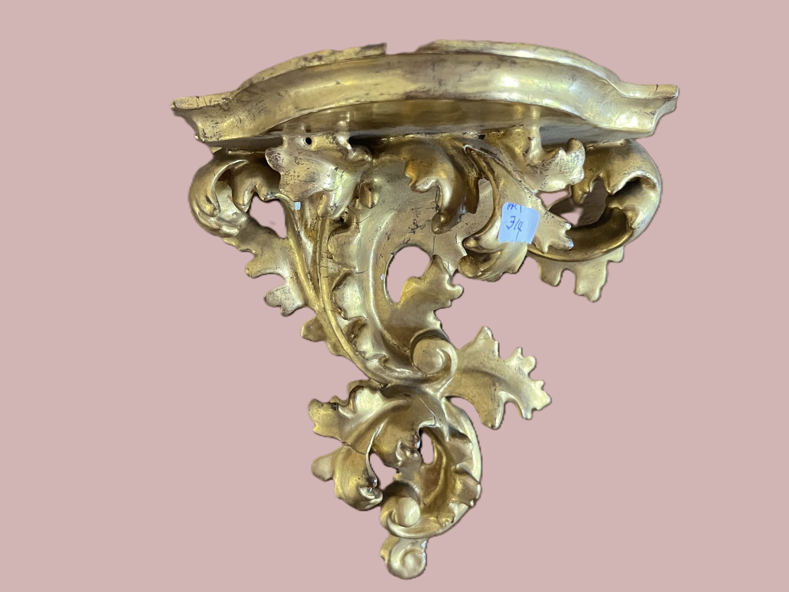 VTG Italian Baroque Style Giltwood Wall Bracket Shelf, 7 in. H x 6 in. W x 4.25 in. D (1 of 4)