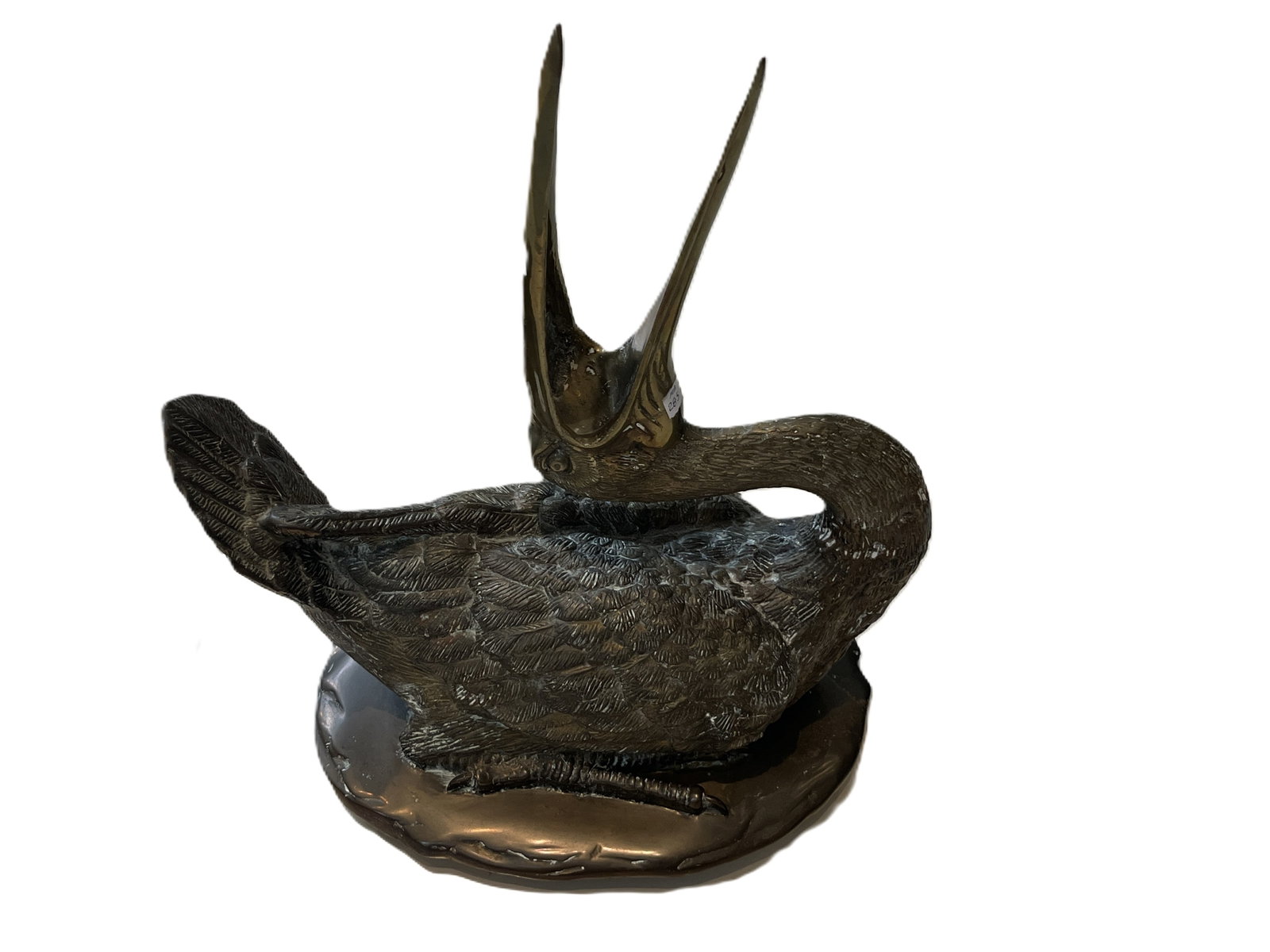 Large Bronze Bird Sculpture ? Graceful Heron Form on Base, 19???16???10?in (1 of 4)