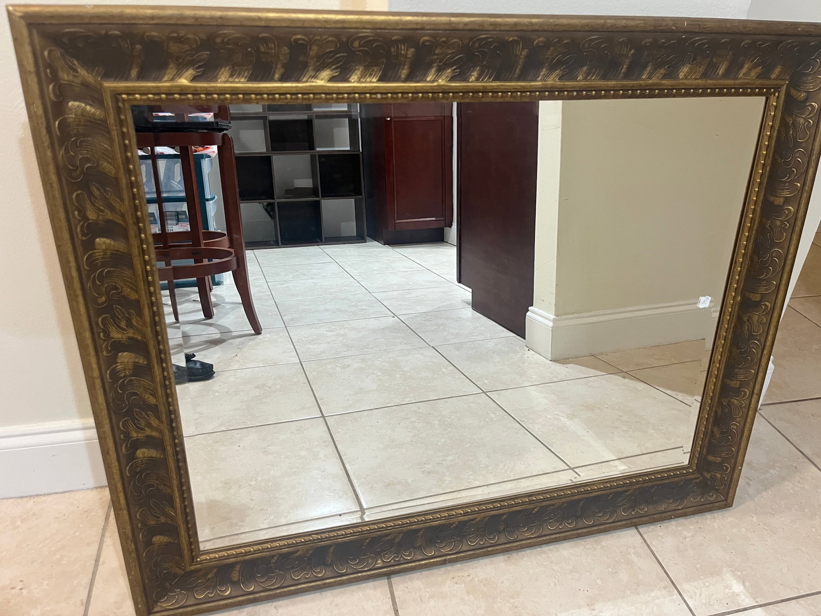 Gold Frame Wall Mirror, 31x39 (1 of 2)