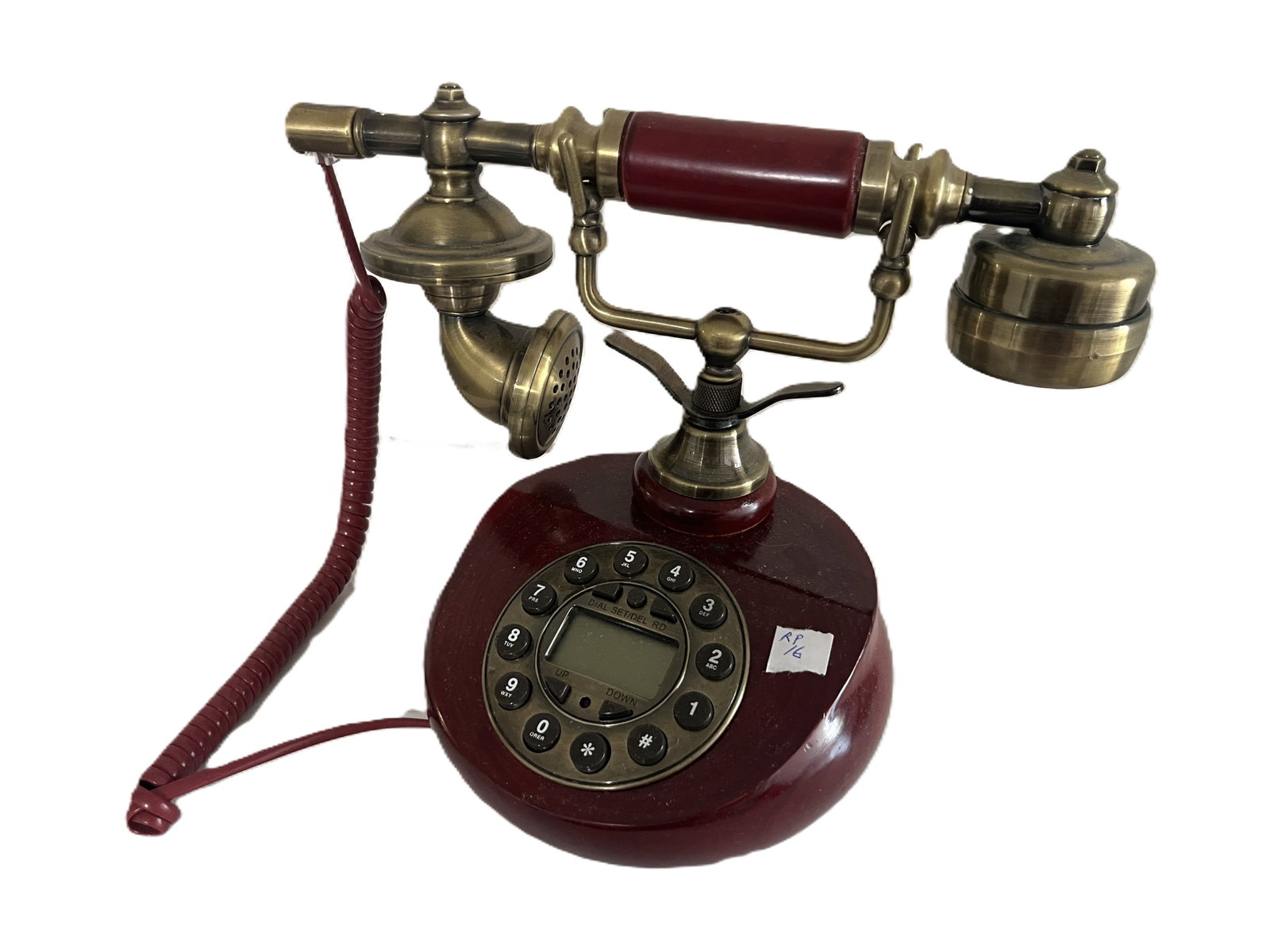 Retro Brass & Burgundy Rotary Style Telephone Functional Reproduction (1 of 3)