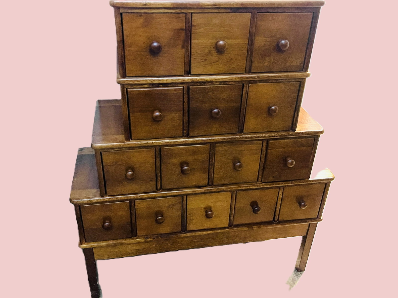 15 Drawer Wood Cabinet 40.5 x 35 x 12 (1 of 2)