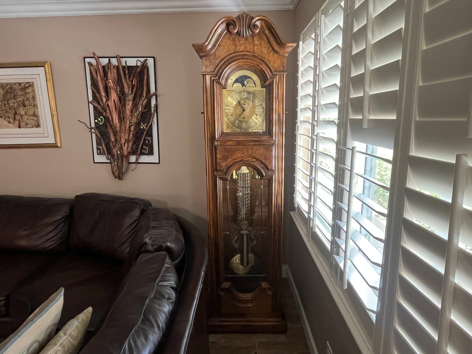 Howard Miller Oak Grandfather Clock with Moon Phase Dial, 83 In. (1 of 3)