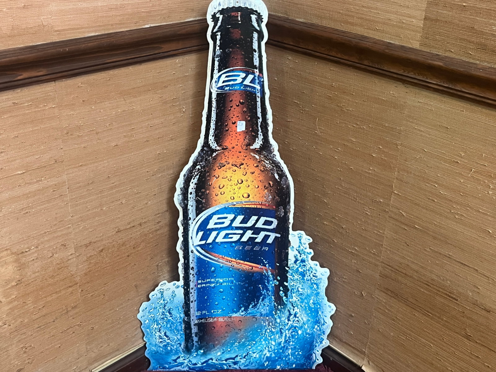 Bud Light Bottle Die-Cut Tin Advertising Sign, 36 x 19 In. (1 of 1)