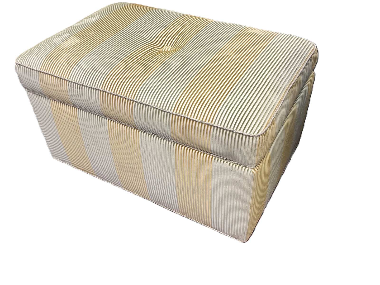 Vintage Rollaround Storage Bench, Striped Upholstery, 20H x 37W x 25D (1 of 5)