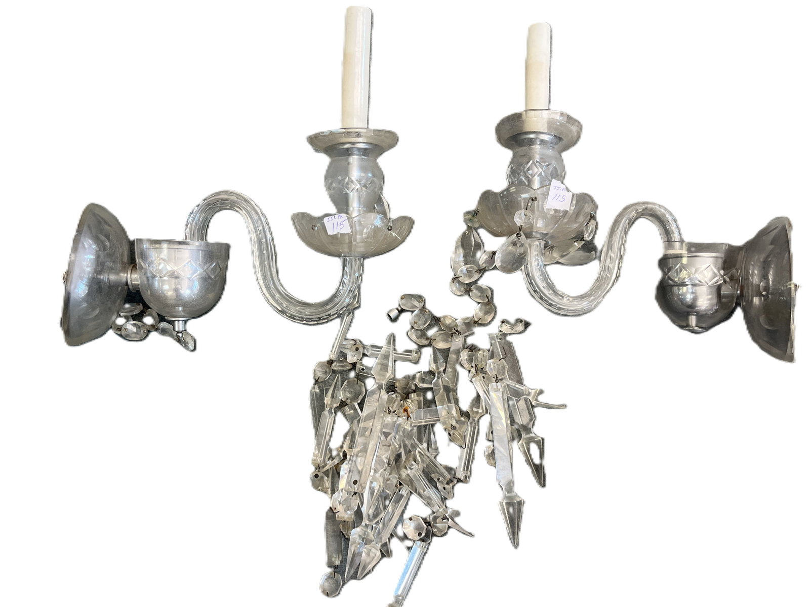 Pair Crystal Light Sconces (1 of 3)