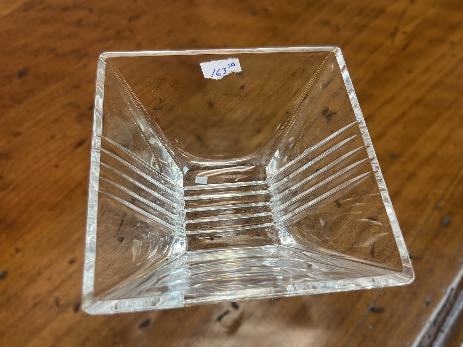 Marked Tiffany & Co. Crystal Square Dish / Bowl, 2.5"H x 4.25" Sq (1 of 4)