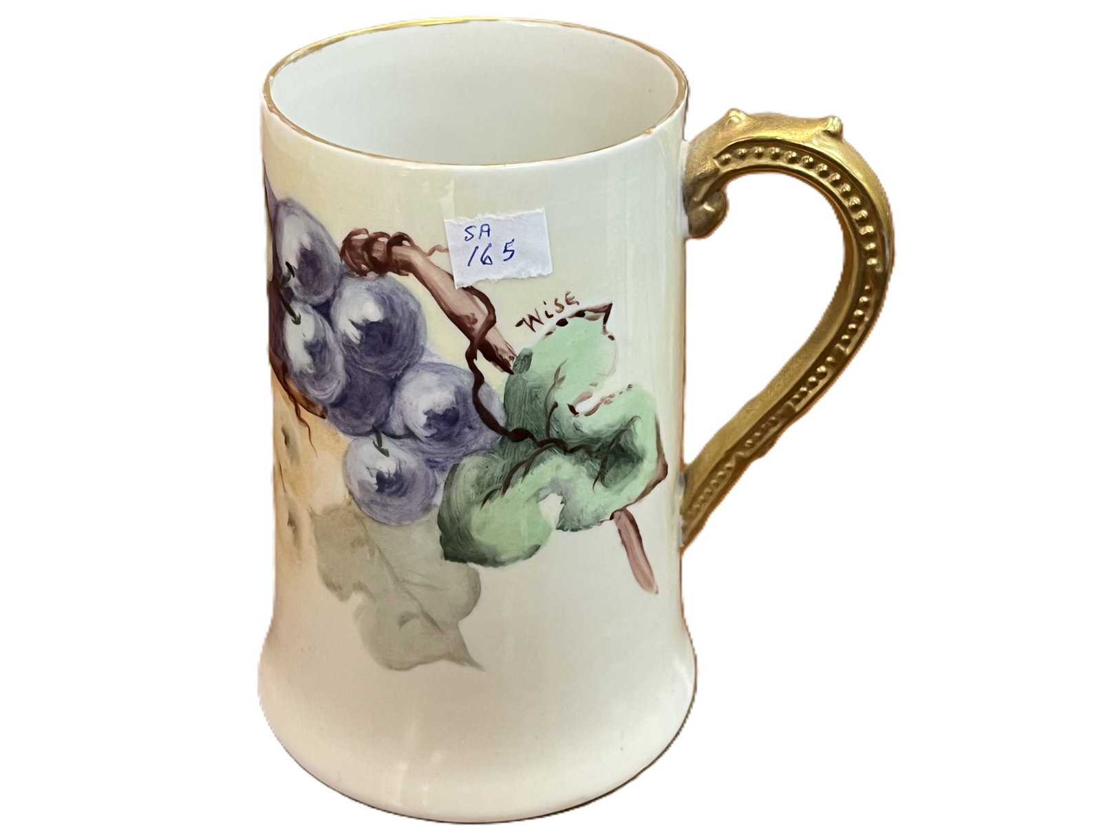 VTG Belleek Hand Painted & signed 22kt Gold Handle Tankard/Mug (1 of 5)