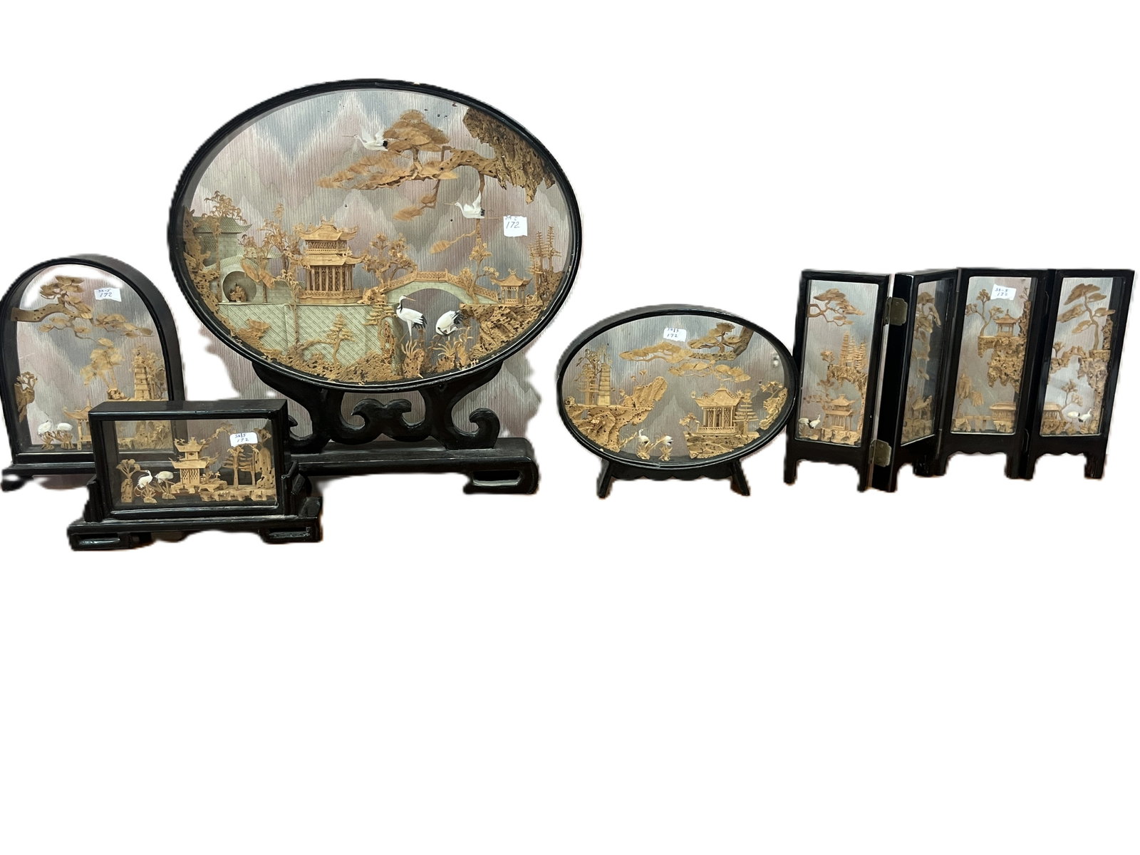 5-VTG Blk. Framed Cork Diorama Carvings (1 of 4)