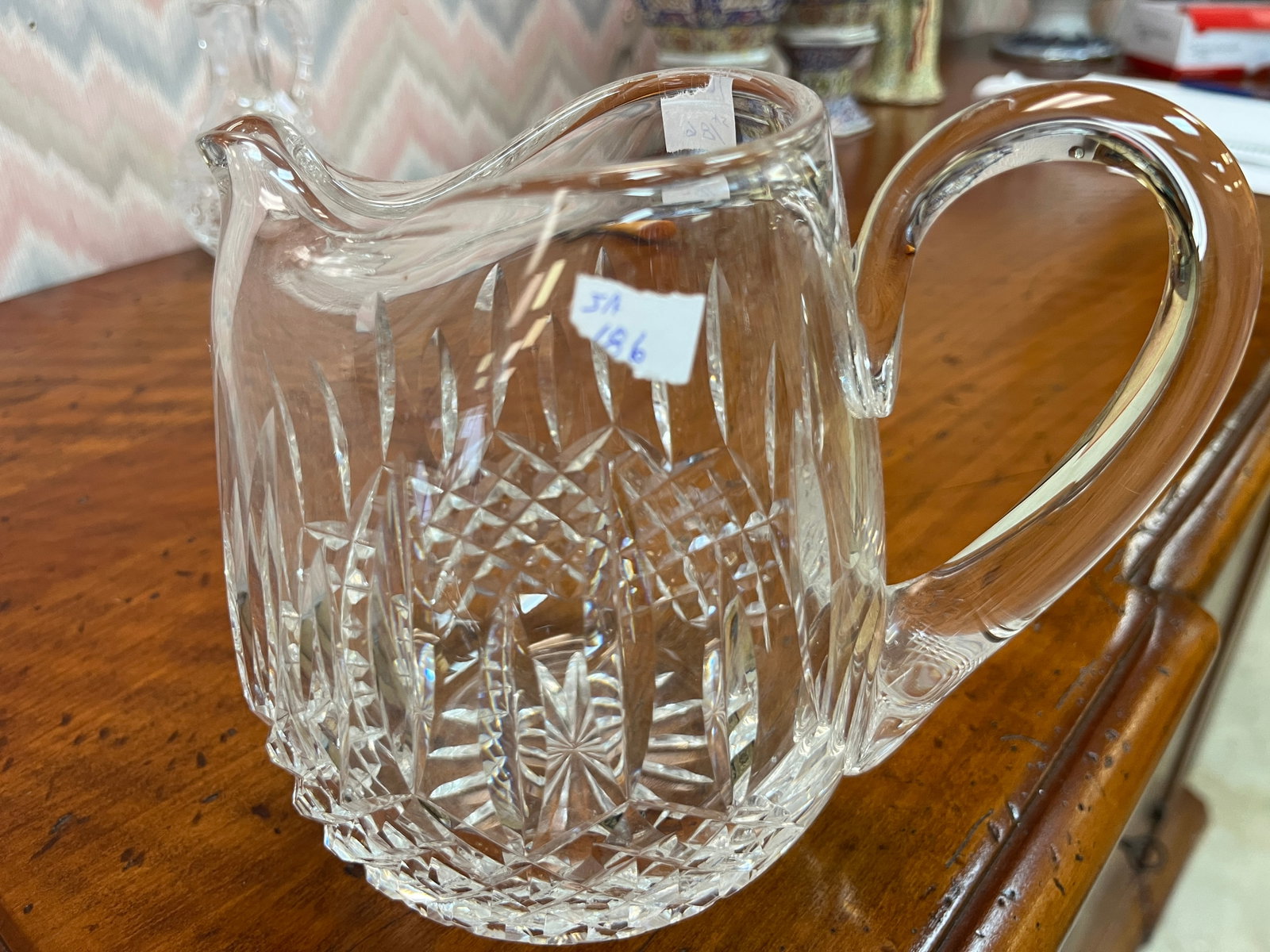 Waterford Pitcher, 6"h 'Lismore pattern': Waterford Pitcher, 6"h 'Lismore pattern' whi is characterized by signature diamond & wedge cuts.