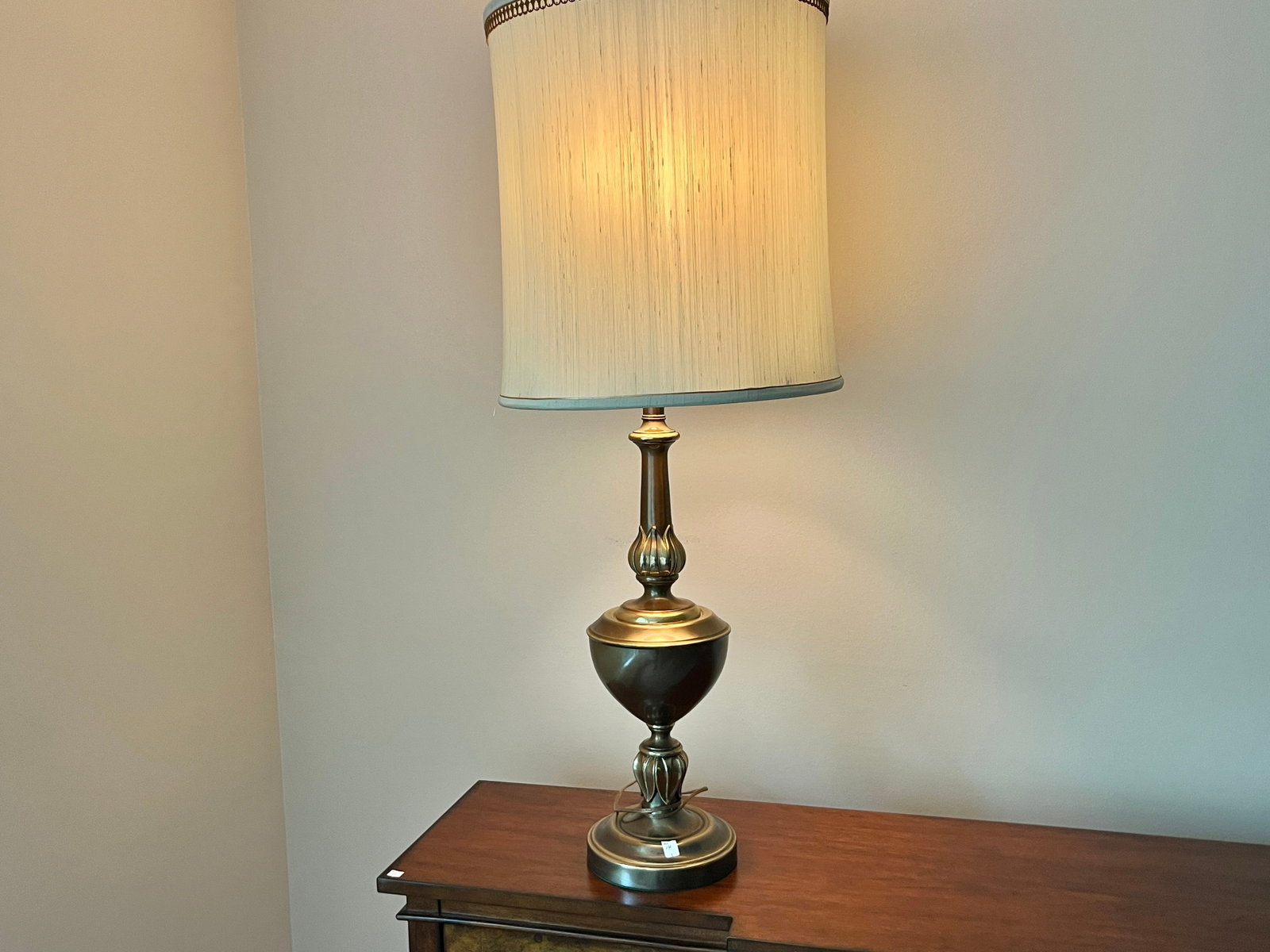 Vintage Brass Table Lamp with Tulip-Form Detailing, 40"H, Three?Way Light (1 of 4)