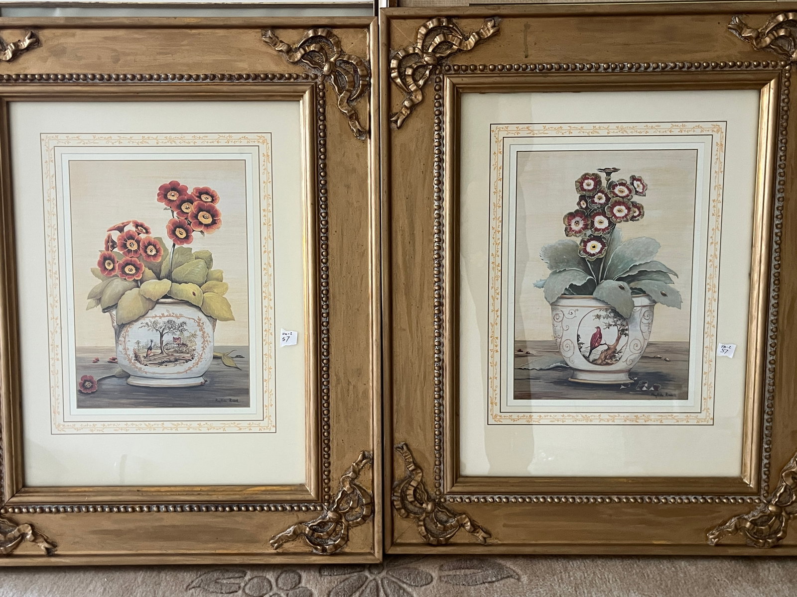 Pair of Phyllis de Riddell Botanical Floral Prints in Gilt Frames (1 of 3)