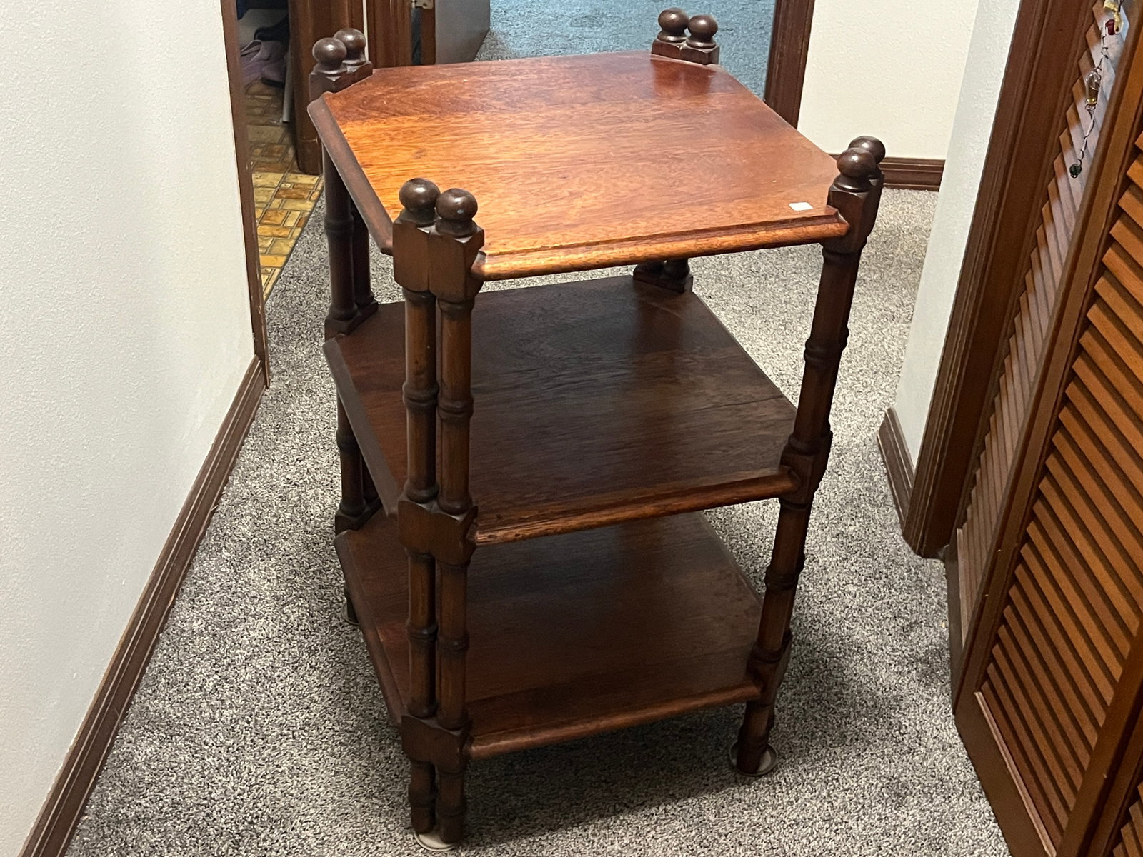 Antique Mission Oak 3-Tier Plant Stand or Display Shelf, 28"H x 18" Sq. (1 of 3)