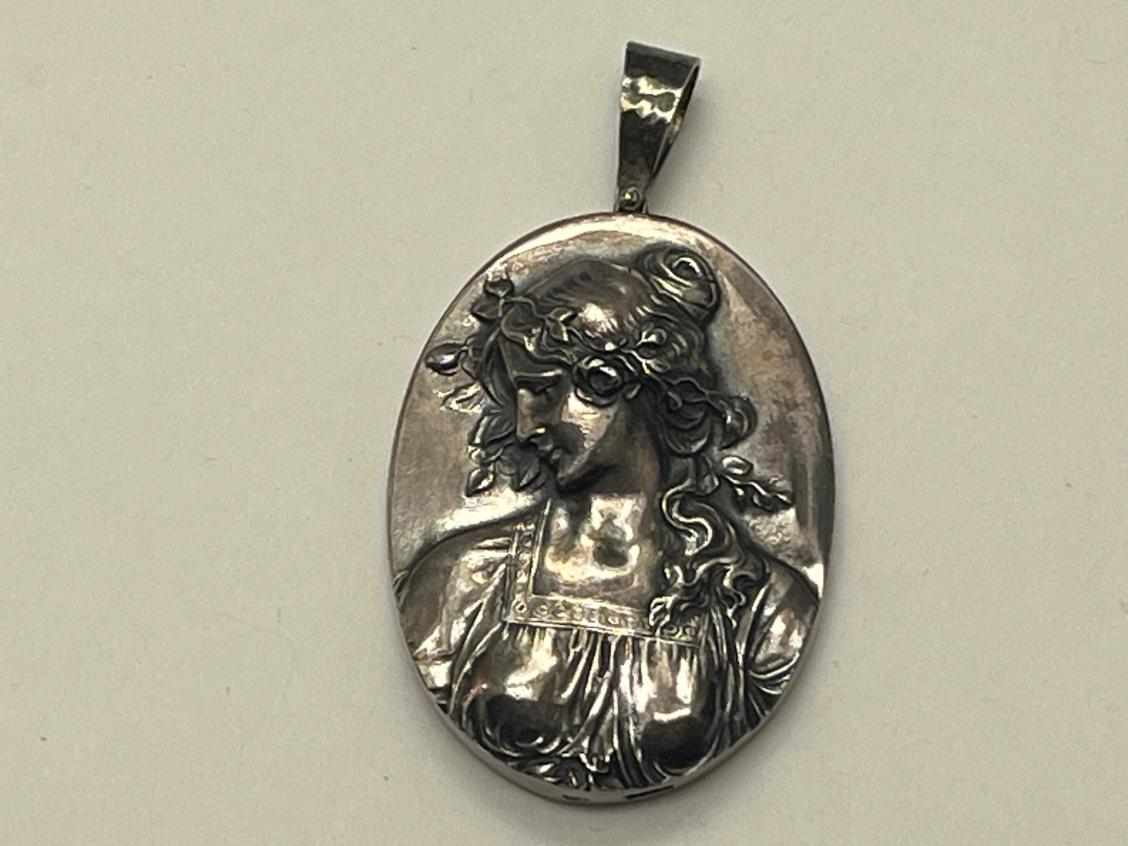 Henryk Winograd .999 Fine Silver "Primavera" Art Nouveau Relief Pendant