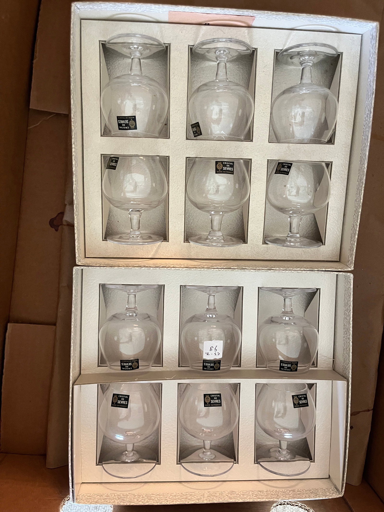 12 Cristal de Sevres French Crystal Brandy Snifters in Original Boxes (1 of 3)
