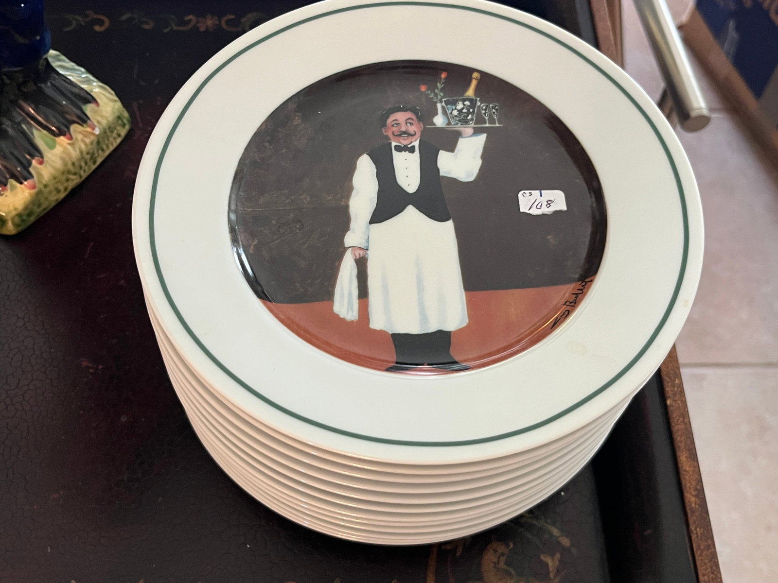 Williams Sonoma 'Sommelier Room Service' Porcelain Plates Set of 13 (7.75") (1 of 3)