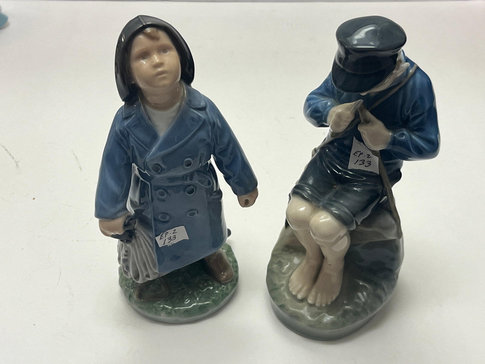Two Royal Copenhagen Porcelain Figurines, Girl & Seated Fisher Boy (1 of 2)