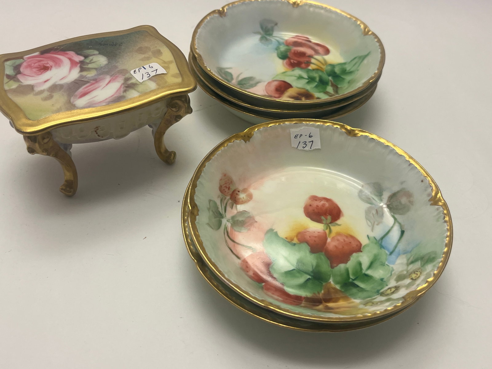 Group of Limoges France Hand-Painted Porcelain Bowls & Footed Trinket Box (1 of 3)