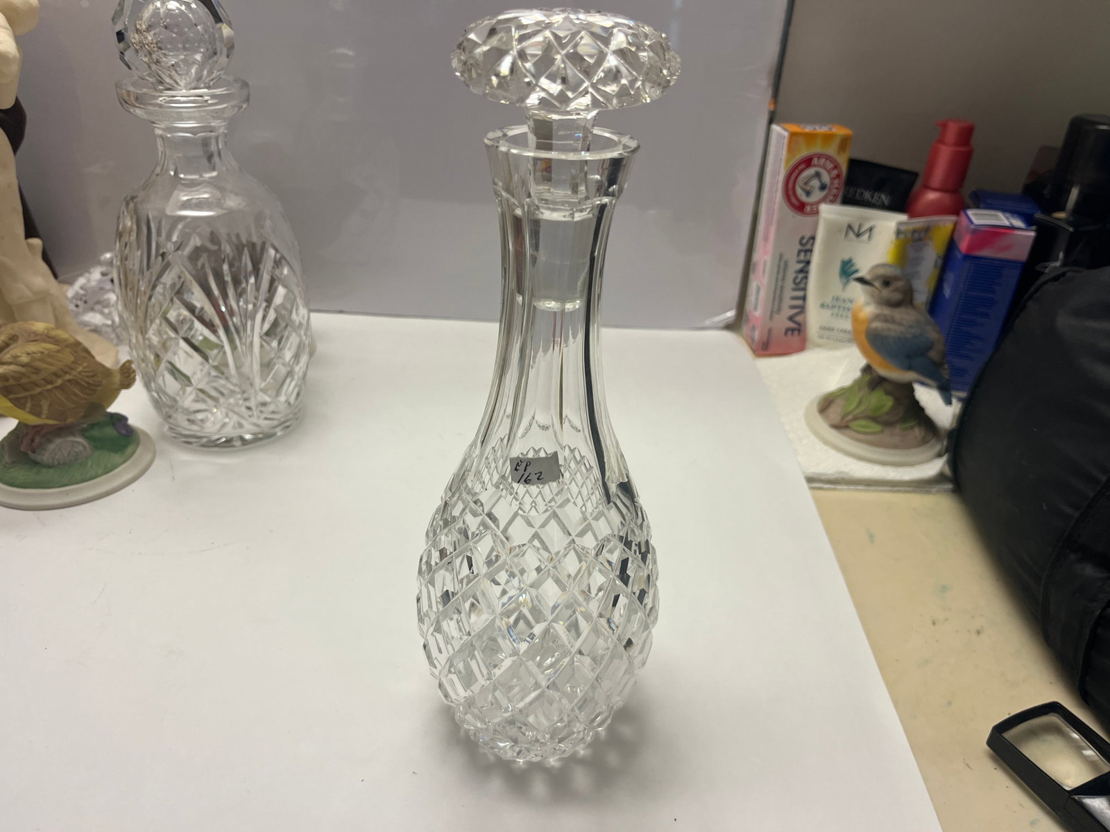 Vintage Cut Crystal Decanter with Stopper, Pineapple Cut, 10.75"H (1 of 3)
