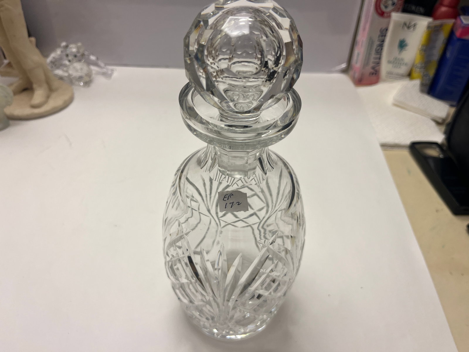 Vintage American Brilliant Style Cut Crystal Decanter with Stopper, 10"H (1 of 4)