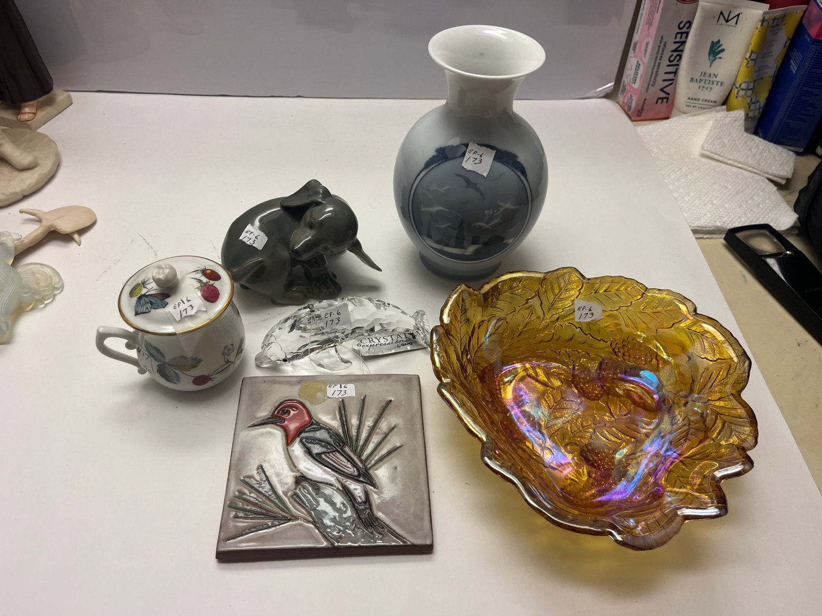 Group of 6 Decorative Collectibles Including Royal Copenhagen, McKusick Gila Pottery Tile & Carnival (1 of 4)