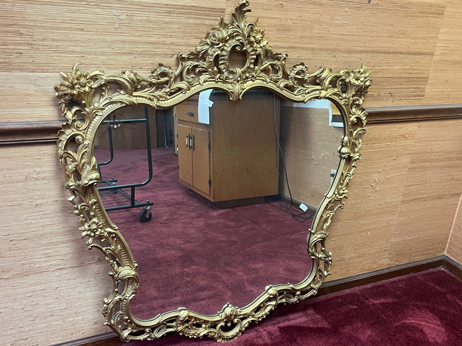 Large Vintage Solid Bronze Rococo Revival Wall Mirror, 49" x 43" (1 of 2)
