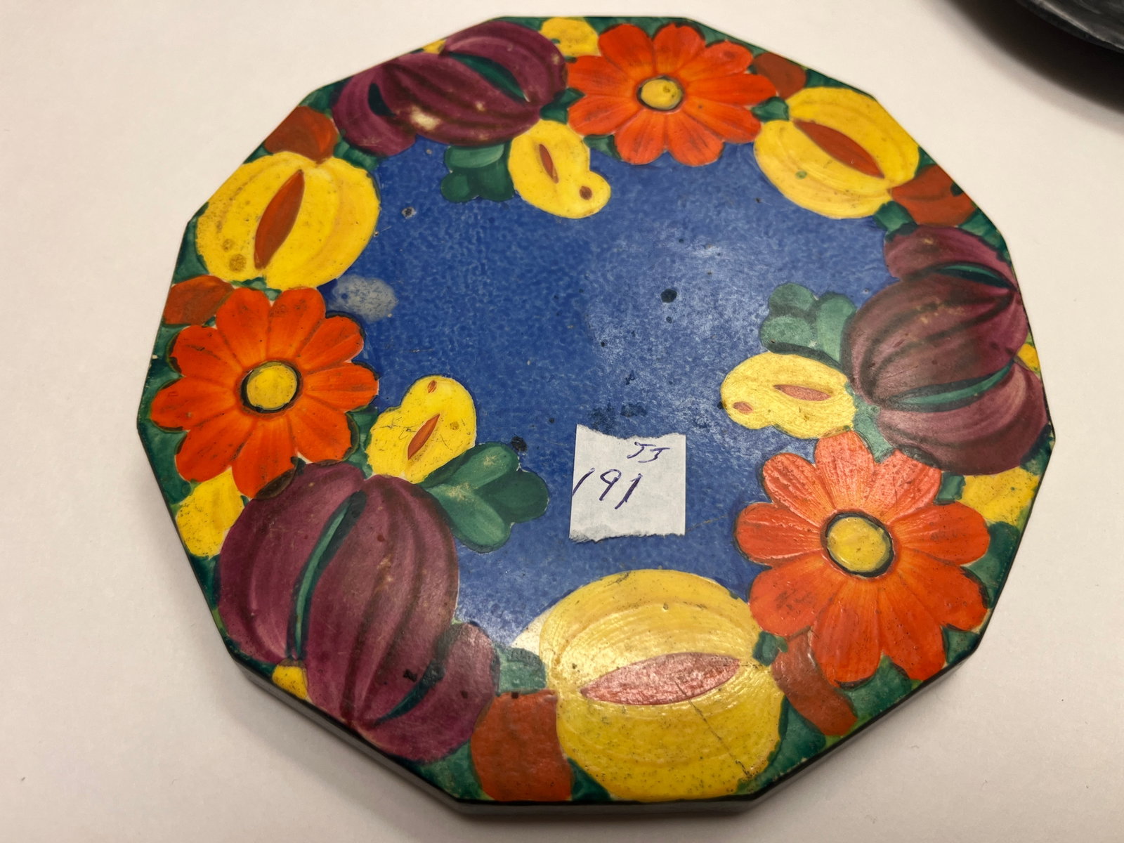 Vintage Hand-Painted Mexican Folk Art Wood Trivet, Similar to Joseph Mrazek, 6 In. (1 of 3)