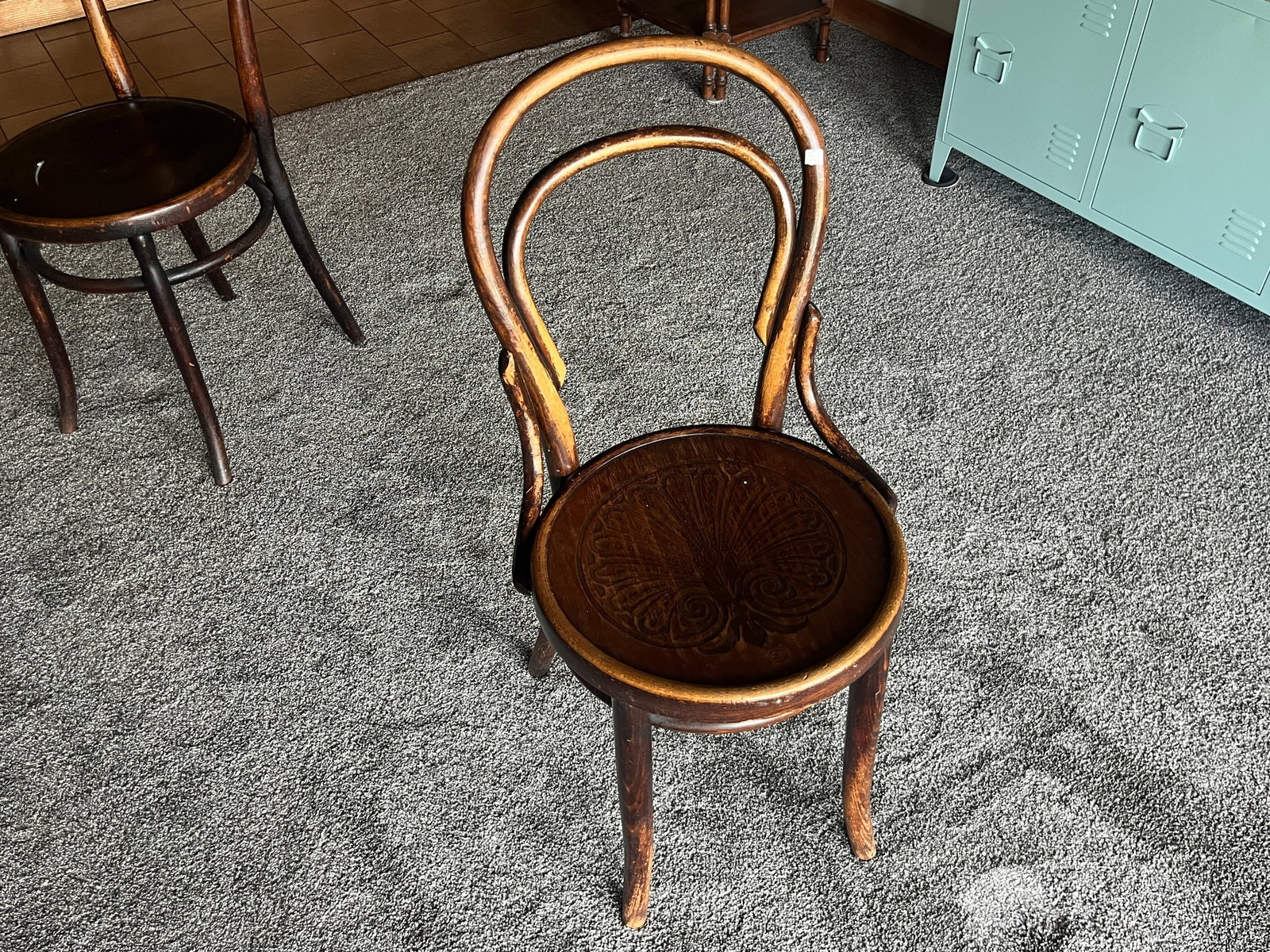 Antique Bentwood Café Chair with Carved Embossed Seat (1 of 3)