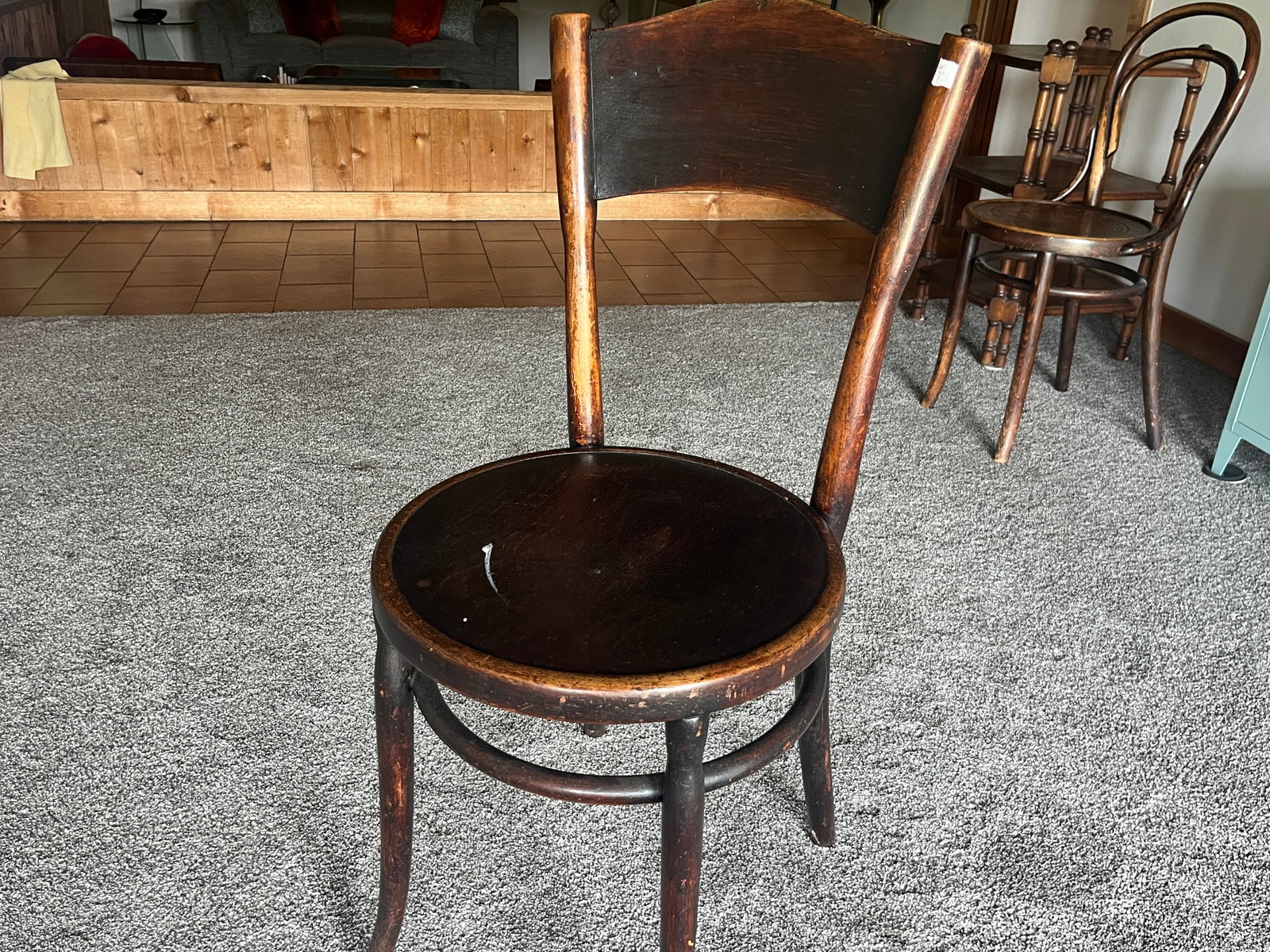 Antique Bentwood Café Chair with Curved Back, Round Seat (1 of 3)