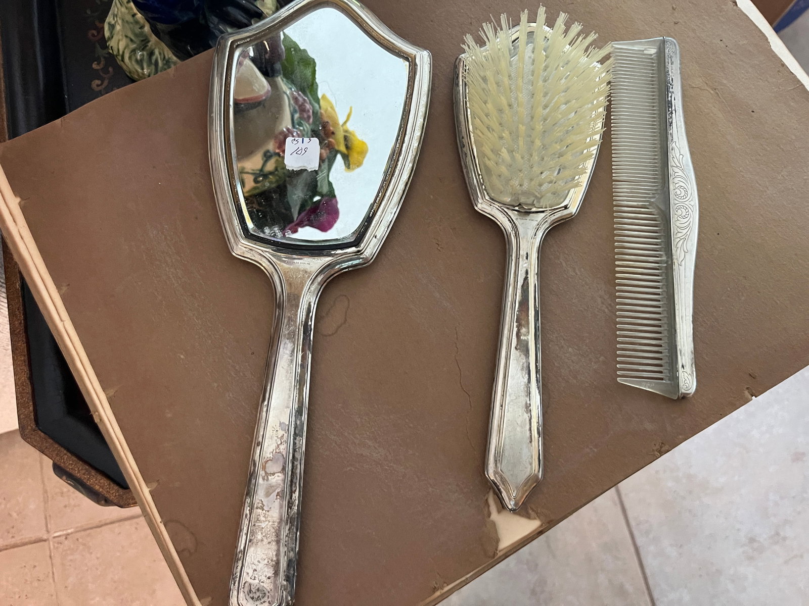 Vintage Sterling Silver Vanity Set – Mirror, Brush & Comb (c.1940s) (1 of 3)