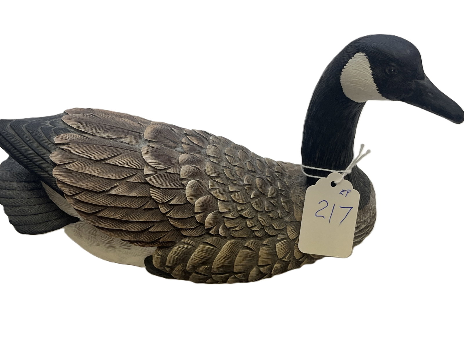 Hand-Painted Wood Canada Goose by J.B.?Garton, World Champion Carver ? 4.75"H ??9"L ??3.5"W: Superbly detailed hand-carved and hand-painted wooden Canada Goose by J.B.?Garton, noted World Champion Carver. Produced under the Heritage Decoys / Les?Canards?du?Canada label, this sculpture feature