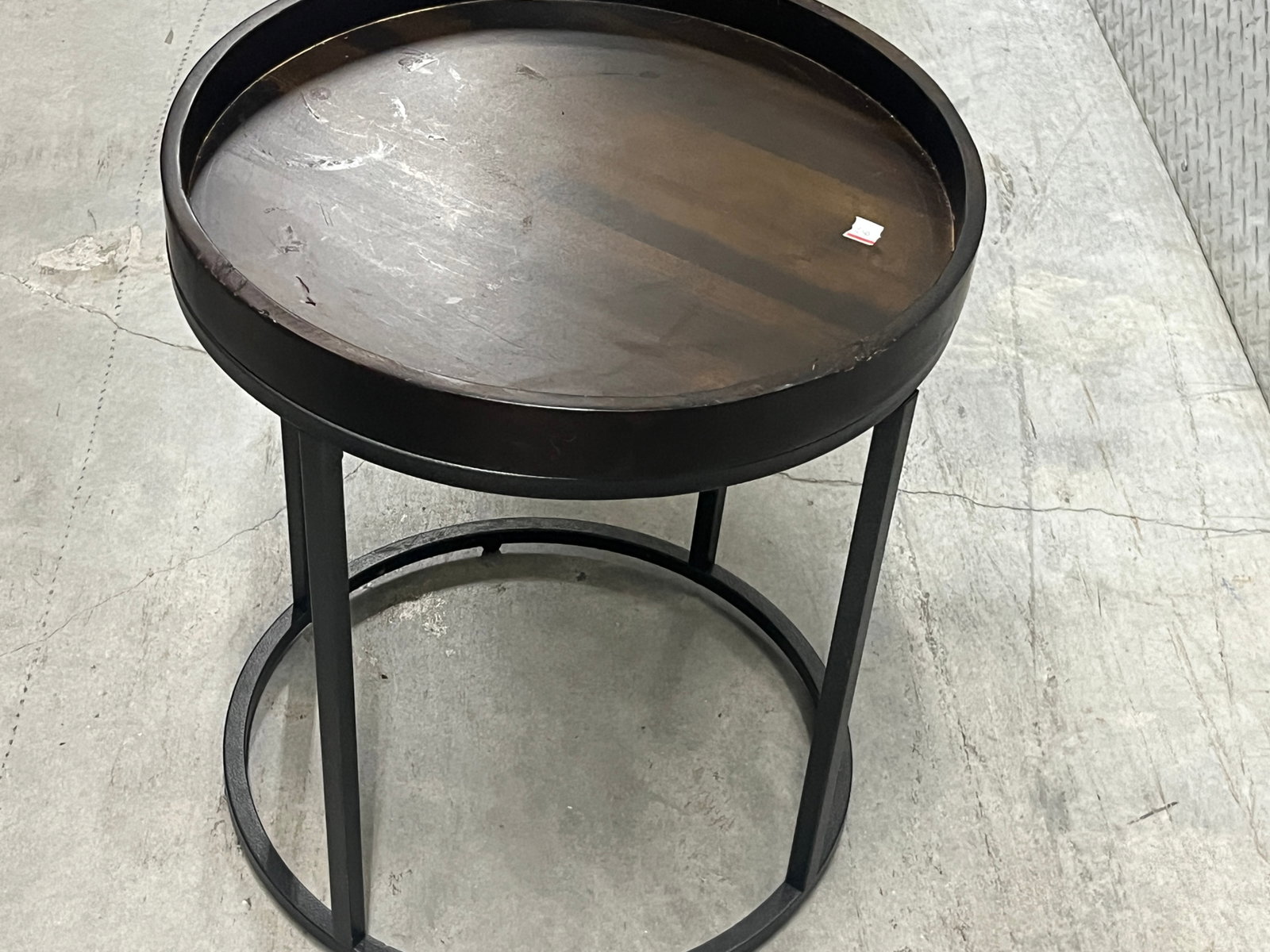 Round Metal & Wood Removable Tray-Top Accent Table, 18"H ? 15.5" Dia. (1 of 2)