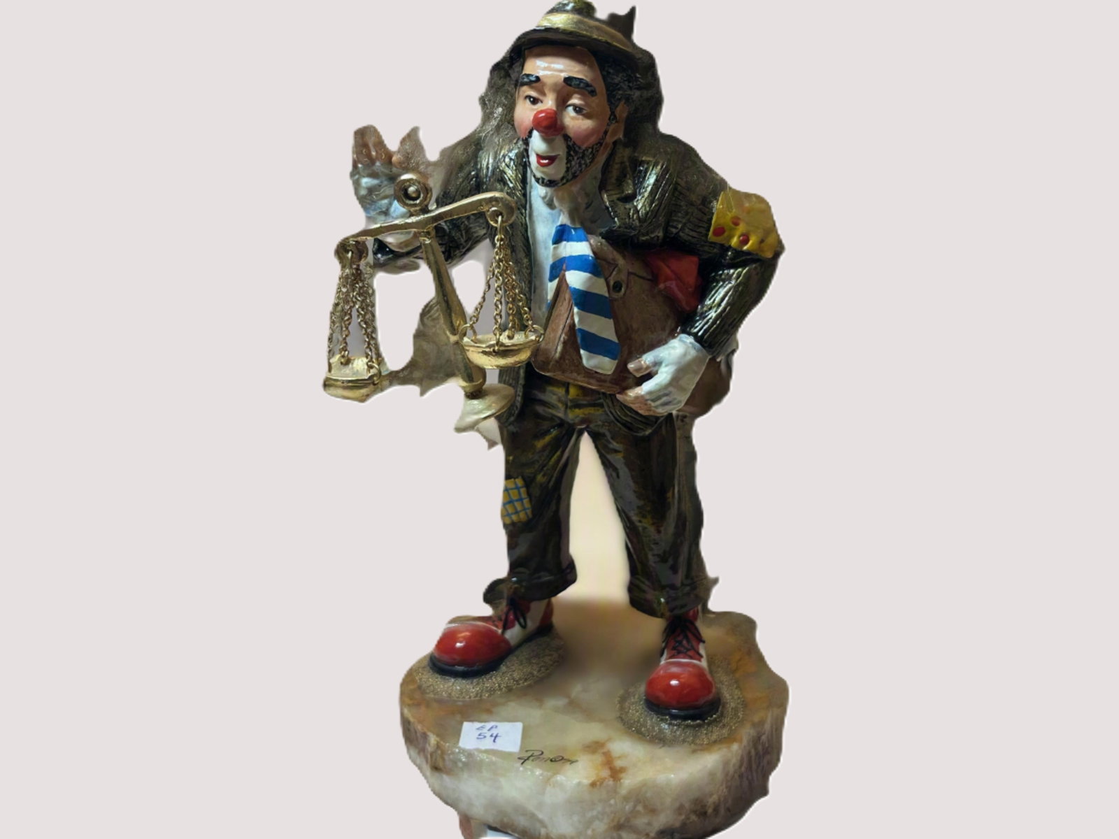 Ron Lee Signed Limited Edition Clown w/ Balance Scales Sculpture #28/950, 1999 (1 of 4)