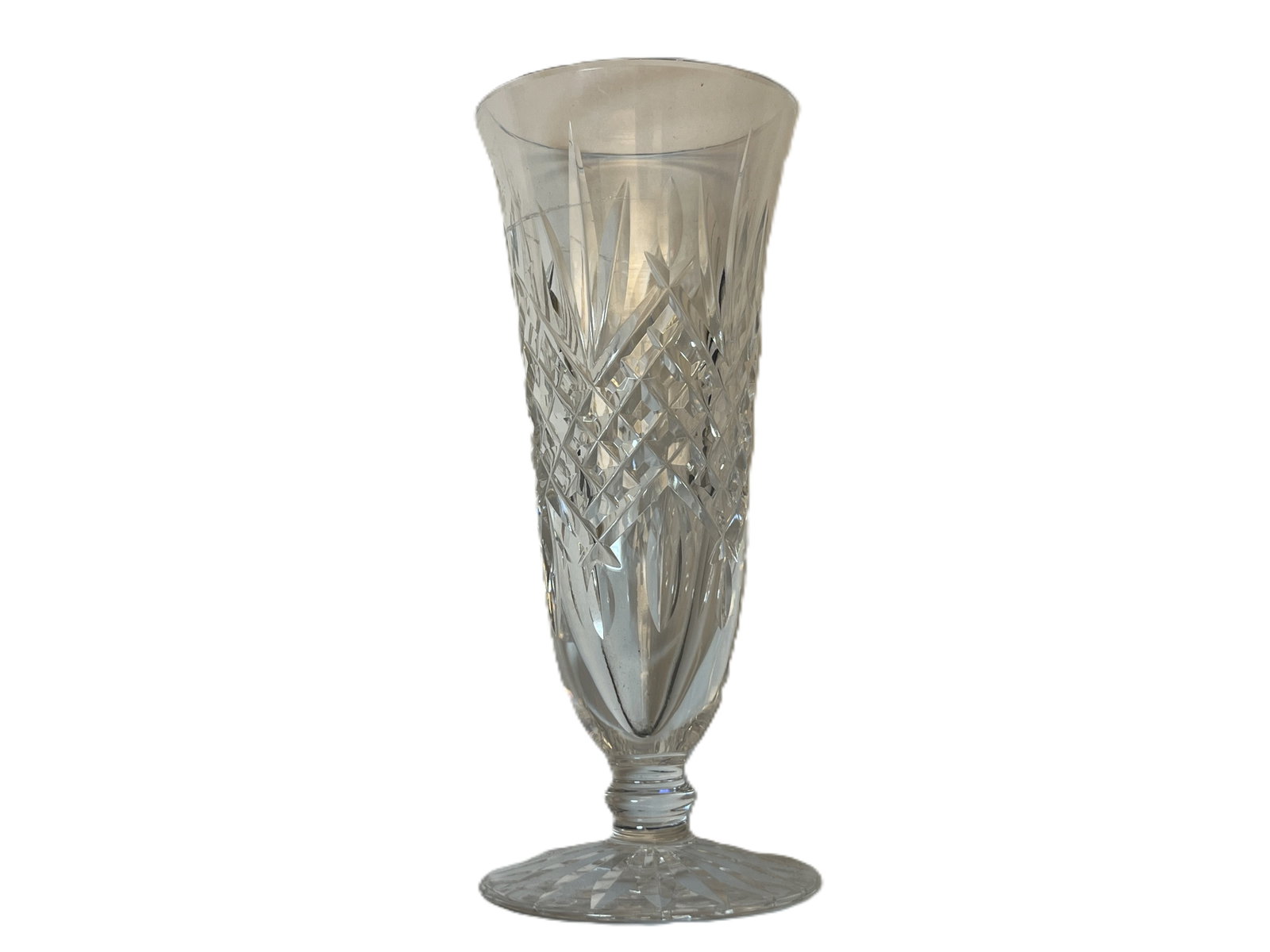 Elegant Waterford crystal footed vase, measuring approximately 7"H, with the etched Waterford mark. (1 of 2)