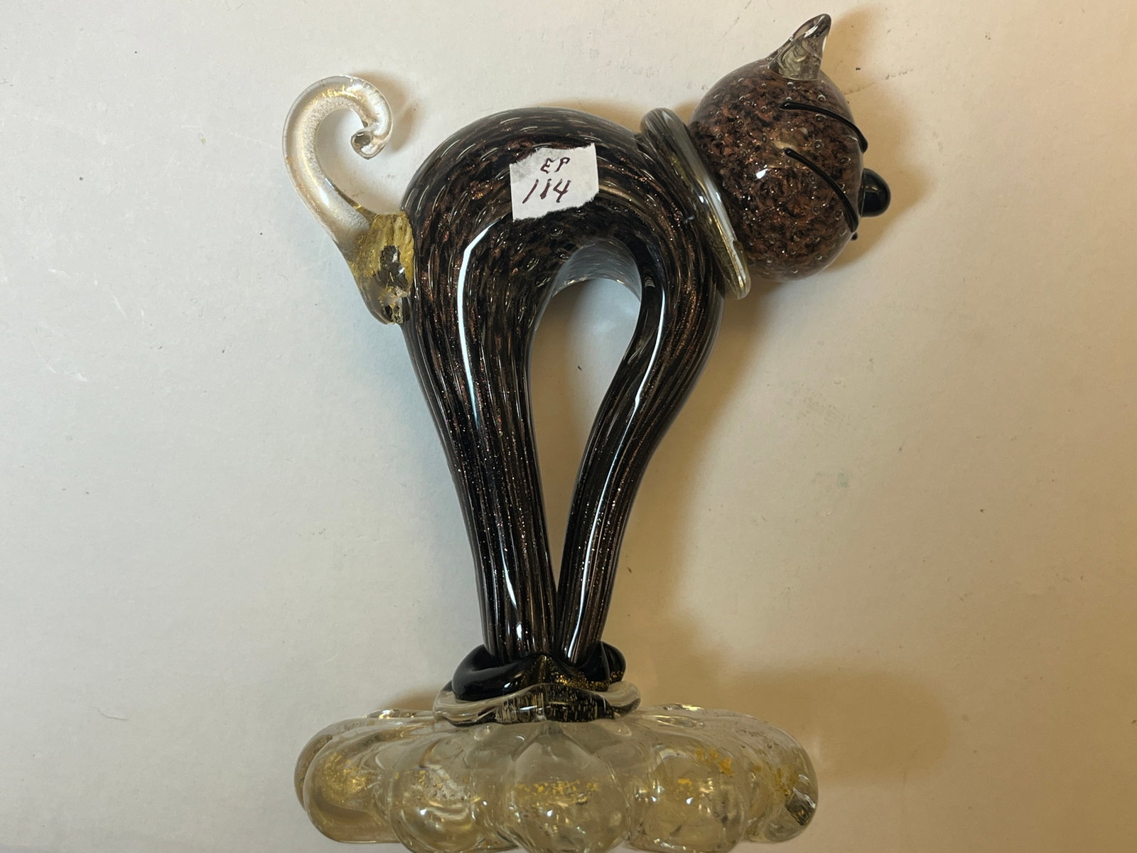 VTG Murano Italian Gold Aventurine Art Glass Cat Sculpture, 6.5" x 5" (1 of 4)