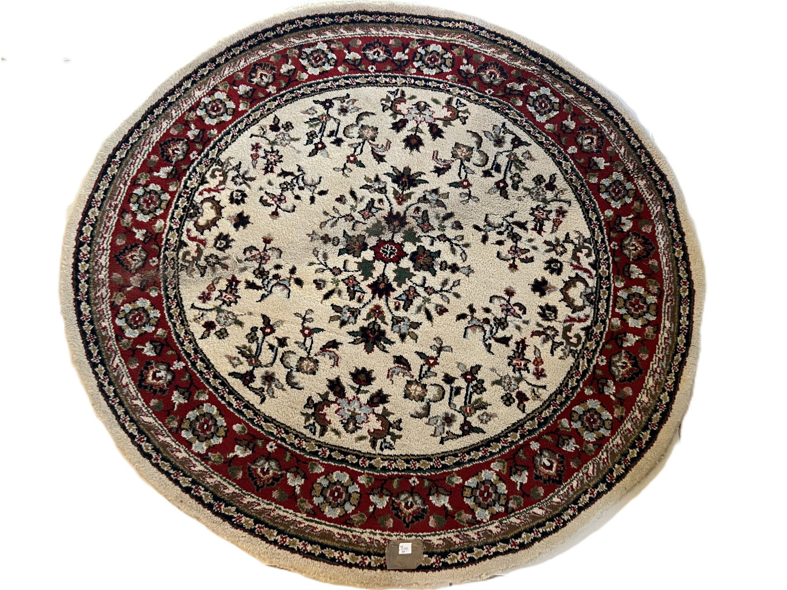 Persian-Style Floral Round Area Rug, Ivory & Red, 48" Dia. (1 of 2)