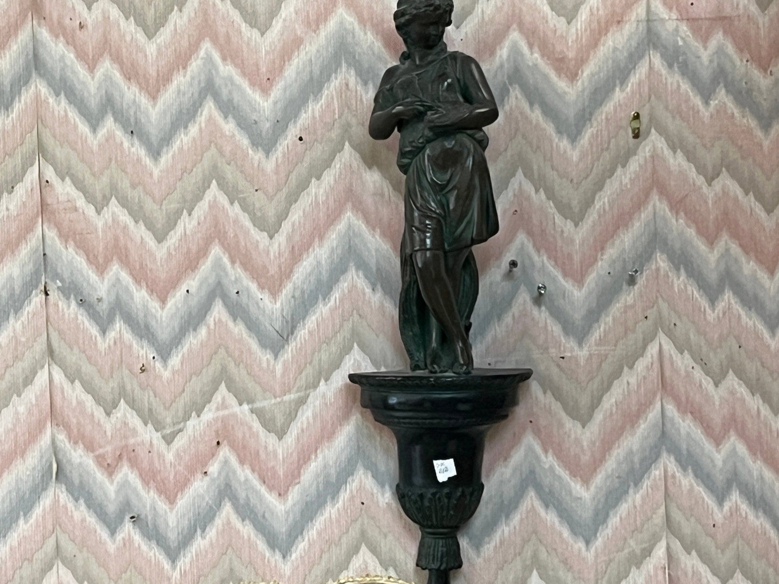Bronze Neoclassical Female Artist Figural Wall Bracket Shelf, 21" x 6" (1 of 7)