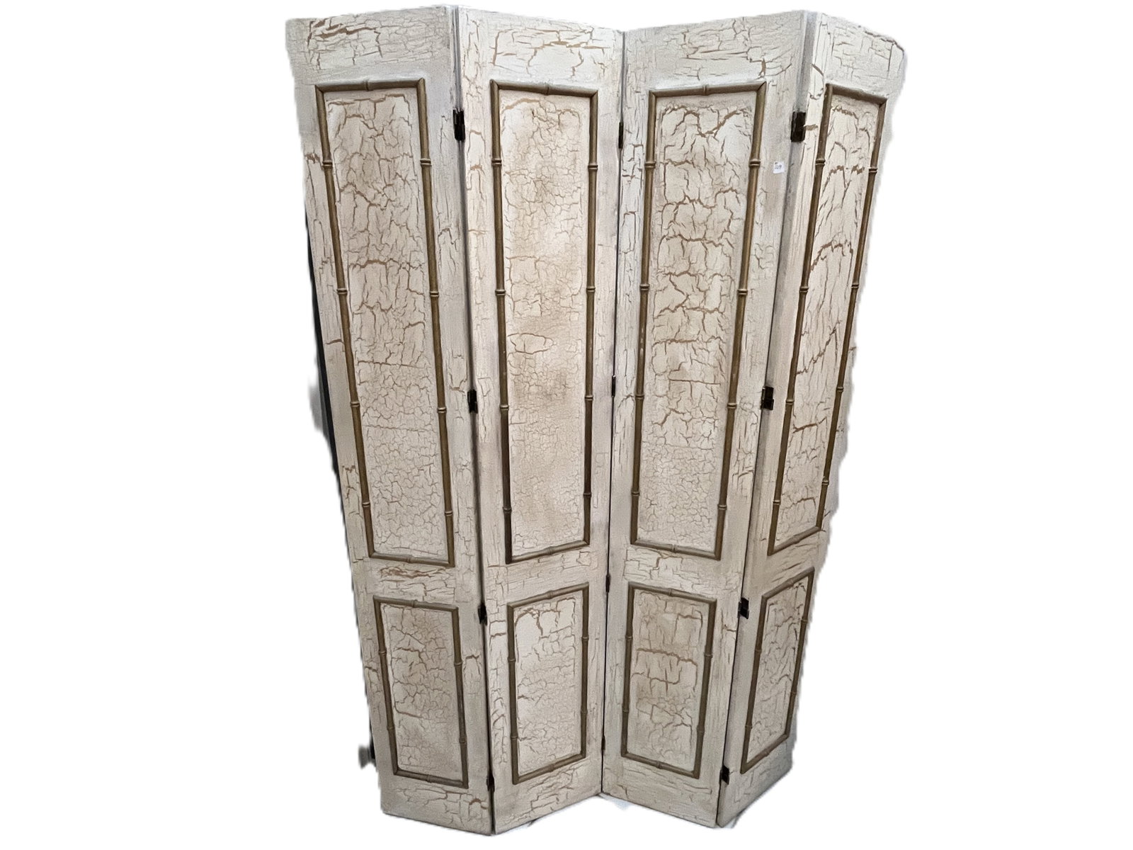 4-Panel Crackle Finish Folding Room Divider / Decorative Screen, 72"H x 48"W (1 of 3)