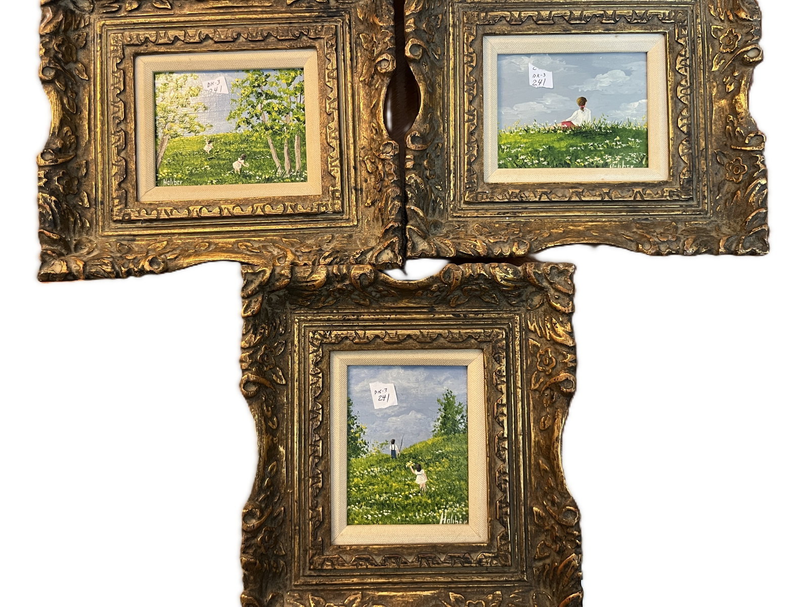 3 June R. Holiber Signed Original Oil Paintings on Panel, Ornate Gilt Frames ? 9" & 10" (1 of 5)