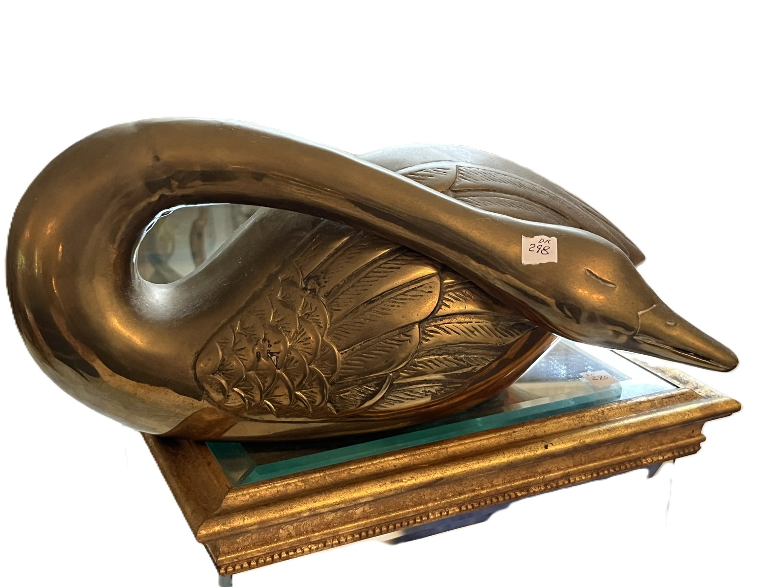 Large Vintage Brass Swan Sculpture / Planter ? 16" Long (1 of 3)