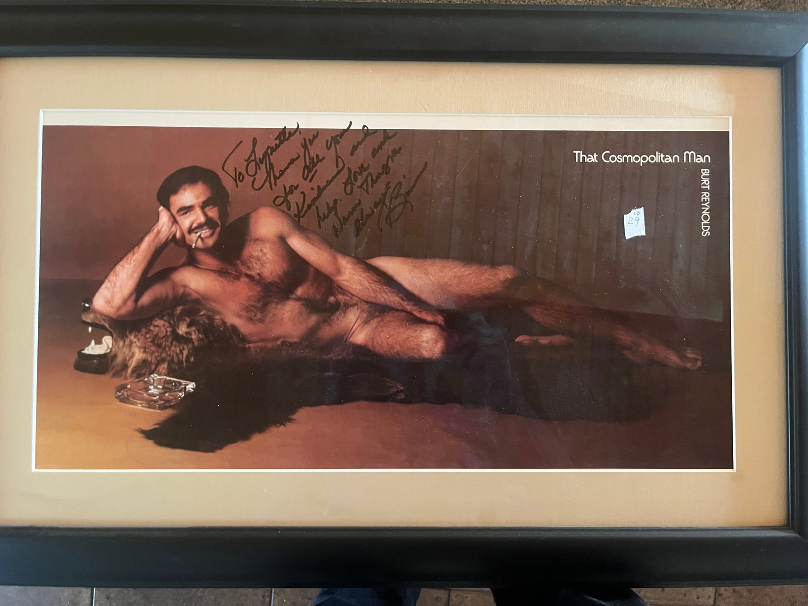 Burt Reynolds Signed & Personally Inscribed Cosmopolitan Centerfold, Framed 11.25" x 22.75" (1 of 2)