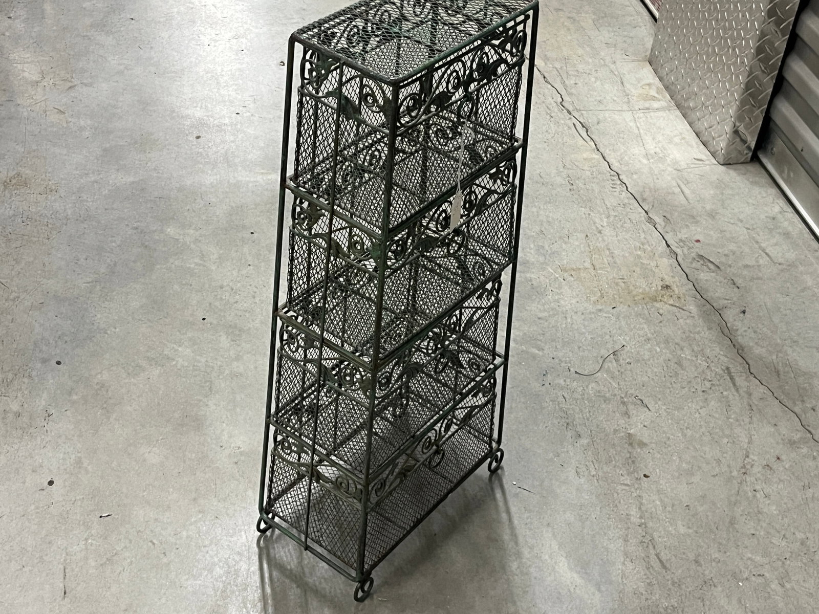Green Metal Scrollwork 4-Drawer Mesh Storage Chest, 27"H × 12.25"W (1 of 3)